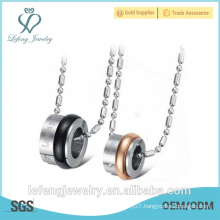 New arrival matching couple jewelry stainless steel black rose gold love ring necklace